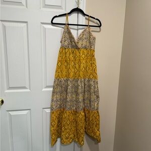 Yellow and White Patterned Women's Dress